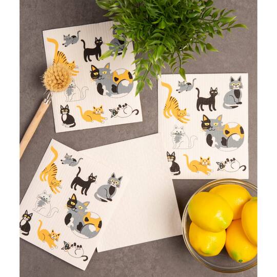 DII® Cats Everywhere! Swedish Dishcloth, 3ct.